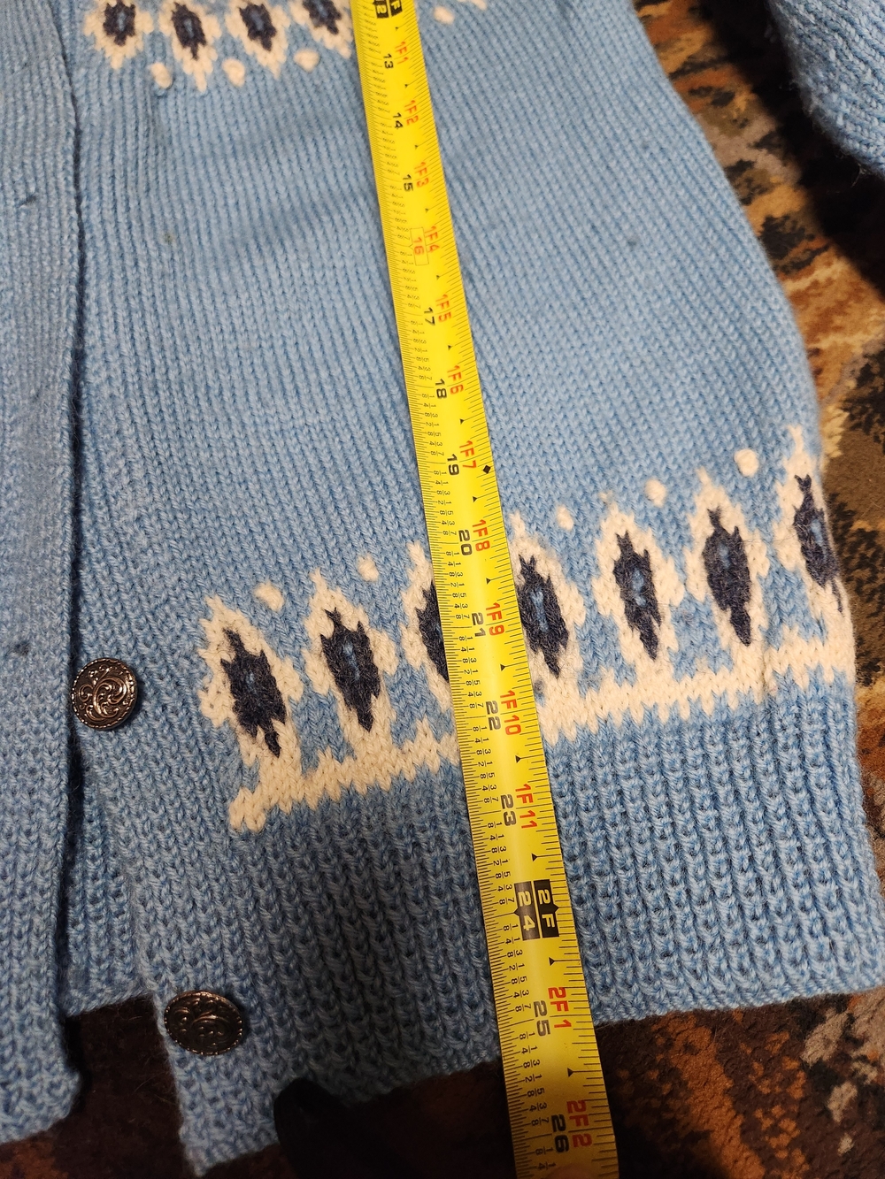 Dale of Norway Light Blue and White Fair Isle Wool Cardigan - Picture 13 of 14